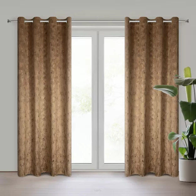 Zasłona na przelotkach 140x250 KORNELIA welwetowa miodowa złocisty marmurkowy nadruk