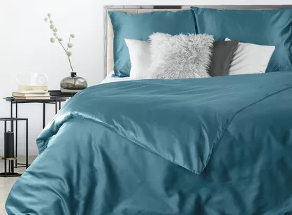 Pościel satynowa 180x200 NOVA 3 jednokolorowa gładka turkusowa