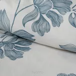 Pościel satynowa 160x200 SPRING 70 biała z niebieskim wzorem roślinnym z kolekcji Classic - 2