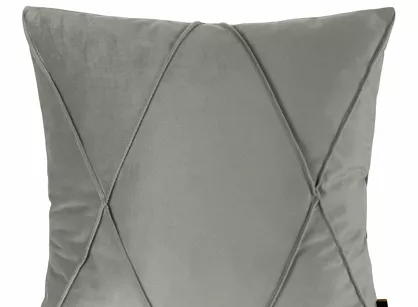 Poszewka welwetowa 45x45 NALA 1 srebrna przeszywana w geometryczny wzór