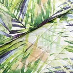 Narzuta pikowana 200x220 ROMMY biała z zielonym fioletowym nadrukiem egzotycznych liści i kwiatów Design 91 - 7