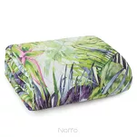 Narzuta pikowana 200x220 ROMMY biała z zielonym fioletowym nadrukiem egzotycznych liści i kwiatów Design 91 - 3