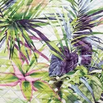 Narzuta pikowana 200x220 ROMMY biała z zielonym fioletowym nadrukiem egzotycznych liści i kwiatów Design 91 - 5