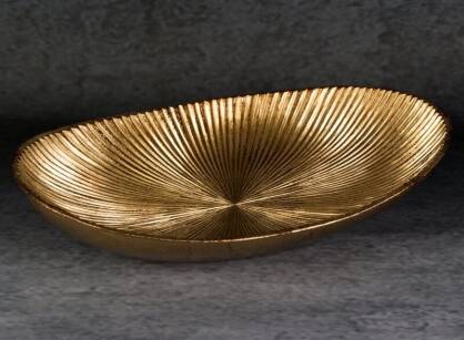 Patera dekoracyjna 31x19x6 AMARI 2 złota o owalnym kształcie
