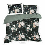 Pościel bawełniana 160x200 ROSITA 1 czarna szałwiowa z wzorem róż z kolekcji Classic - 2