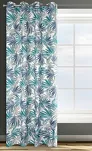 Zasłona gotowa na przelotkach 140x250 ELINA biała z mikrofibry z nadrukiem turkusowych liści Design 91 - 10