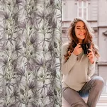 Zasłona na przelotkach 140x250 TESSA welwetowa biała z kwiatowym fioletowym nadrukiem - 9