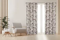 Zasłona na przelotkach 140x250 TESSA welwetowa biała z kwiatowym fioletowym nadrukiem - 5