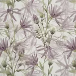 Zasłona na przelotkach 140x250 TESSA welwetowa biała z kwiatowym fioletowym nadrukiem - 2