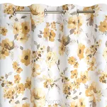 Zasłona na przelotkach 140x250 CAREN zaciemniająca biała z beżowym kwiatowym nadrukiem - 4