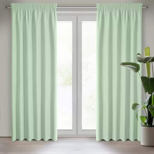 Zasłona na taśmie 140x270 RITA jednokolorowa szałwiowa z miękkiej tkaniny