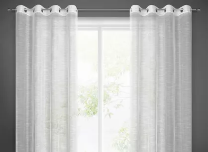 Firana na przelotkach 140x250 RACHEL biała zdobiona błyszczącą nicią