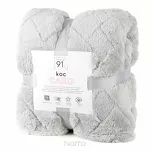 Koc na fotel 70x160 CARO srebrny puszysty typu flano z wytłaczanym wzorem Design 91 - 6
