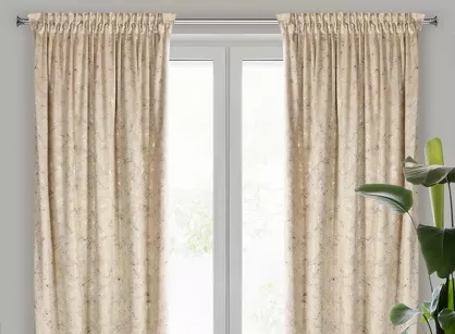 Zasłona na taśmie 135x270 TULIA welwetowa beżowa z szampańskim wzorem wyrazistych liści