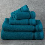 Ręcznik 100x150 ABBIE turkusowy  z żakardową błyszczącą bordiurą w pasy z delikatną krateczką 500 g/m2 - 4