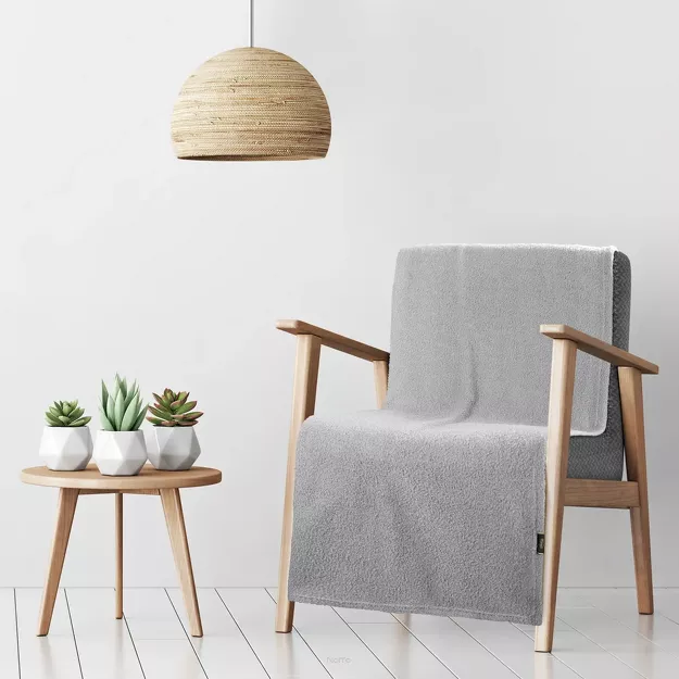 Koc na fotel 70x160 BUKLA srebrny jednokolorowy wzór baranka