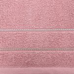 Ręcznik 70x140 SUZI pudrowy z kontrastującą stebnowaną bordiurą w delikatne paseczki 500 g/m2 - 2