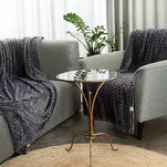 Koc na fotel 70x160 CINDY 6 stalowy puszysty w drobny wzór Design 91 - 10