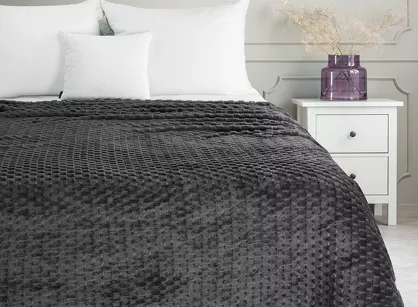 Koc na fotel 70x160 CINDY 6 stalowy puszysty w drobny wzór Design 91