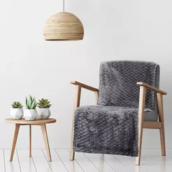 Koc na fotel 70x160 CINDY 6 stalowy puszysty w drobny wzór Design 91