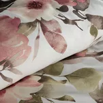 Pościel satynowa 160x200 SPRING 74 biała bordowa nadruk kwiatów - 3