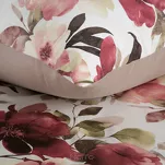 Pościel satynowa 160x200 SPRING 74 biała bordowa nadruk kwiatów - 2