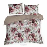 Pościel satynowa 160x200 SPRING 74 biała bordowa nadruk kwiatów - 6