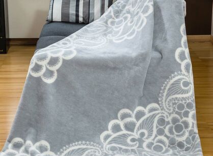 Koc bawełniany 150x200 1001-1 popielaty z frędzlami