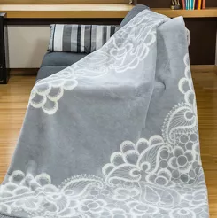 Koc bawełniany 150x200 1001-1 popielaty z frędzlami