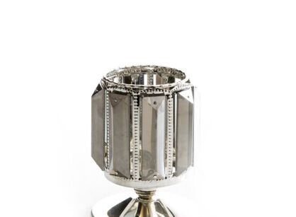 Świecznik dekoracyjny fi 10x14 RONI 3 srebrny z kryształami