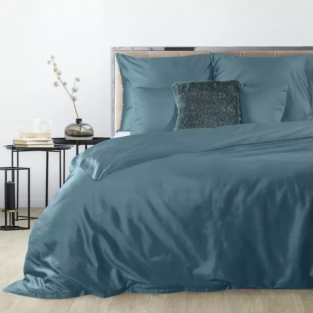 Pościel satynowa 140x200 NOVA 3 jednokolorowa gładka petrol