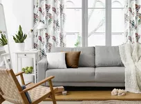 Zasłona na taśmie 140x270 MARINA biała zielona z etaminy z wzorem kwiatowym - 11