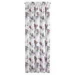 Zasłona na taśmie 140x270 MARINA biała zielona z etaminy z wzorem kwiatowym - 6