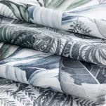 Bieżnik welwetowy 40x140 DAVOS 2 biały pikowany z wzorem egzotycznych zielonych i srebrnych liści - 4