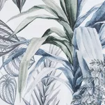 Bieżnik welwetowy 40x140 DAVOS 2 biały pikowany z wzorem egzotycznych zielonych i srebrnych liści - 3