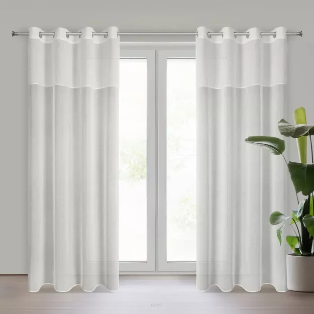 Zasłona na przelotkach 140x250 AGIS 3 kremowa gładka z pasem z tkaniny moherowej