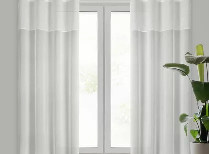 Zasłona na przelotkach 140x250 AGIS 3 kremowa gładka z pasem z tkaniny moherowej