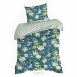 Pościel satynowa 220x200 SPRING 68 niebiesko miętowa nadruk kwiatów - 5