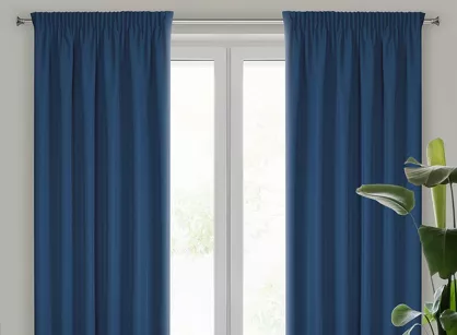Zasłona na taśmie 140x270 RITA jednokolorowa ciemny niebieski z miękkiej tkaniny