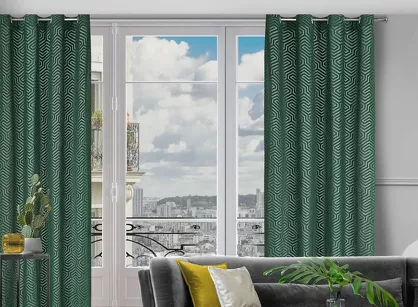 Zasłona na przelotkach 140x250 INGA welwetowa Pierre Cardin ciemna zieleń z żakardowym geometrycznym wzorem