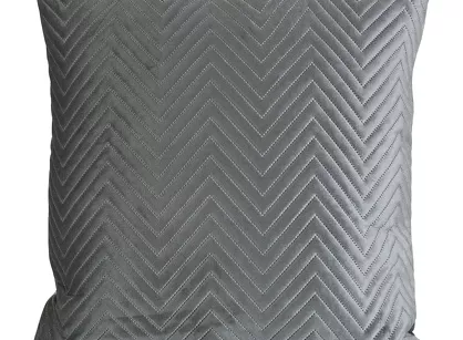 Poszewka welwetowa 45x45 Sofia grafitowa pikowana w gęstą jodełkę