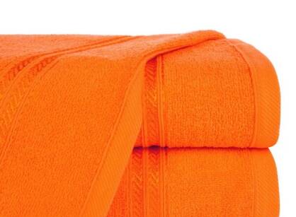 Ręcznik bawełniany 70x140 LORI pomarańczowy z delikatną bordiurą z błyszczącą nicią 