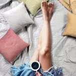 Poszewka welwetowa 40x40 LUIZ 4 ceglana pikowana we wzór liści plamy Design 91 - 5