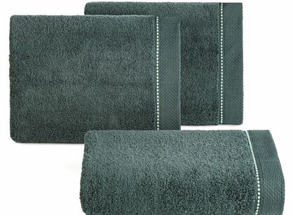 Ręcznik bawełniany 50x90 MONTE 1 butelkowa zieleń z ozdobnym przeszyciem Terra Collection