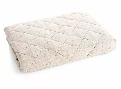 Narzuta jednokolorowa 170x210 LEN 1 beżowa pikowana imitująca len