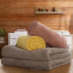 Ręcznik szybkoschnący 70x140 ZOE 1 musztardowy z mikrofibry o ryżowej strukturze - 5