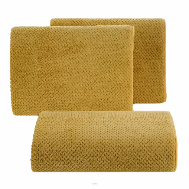 Ręcznik szybkoschnący 70x140 ZOE 1 musztardowy z mikrofibry o ryżowej strukturze