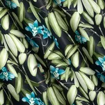 Zasłona na przelotkach 140x250 LONI zaciemniająca czarna z motywem graficznym zielonych kwiatów - 8