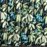 Zasłona na przelotkach 140x250 LONI zaciemniająca czarna z motywem graficznym zielonych kwiatów - 2