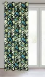 Zasłona na przelotkach 140x250 LONI zaciemniająca czarna z motywem graficznym zielonych kwiatów - 6